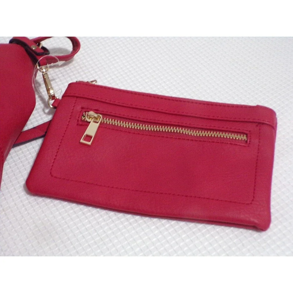 Red With Fringe Shoulder‎ Bag with Gold Accents and Detachable Change Purse Zip